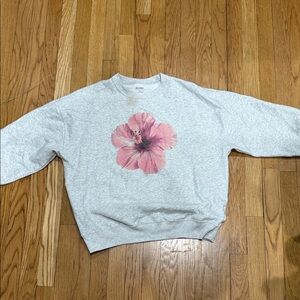 Hollister Gray Sweater with Pink Floral Design